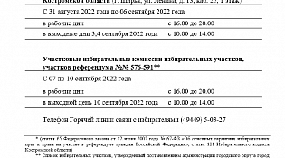 Информация территориальной избирательной комиссии  об организации досрочного голосования