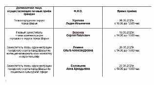 График личного приёма граждан на май 2025 года