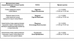 График  личного приёма граждан на ноябрь 2025 года
